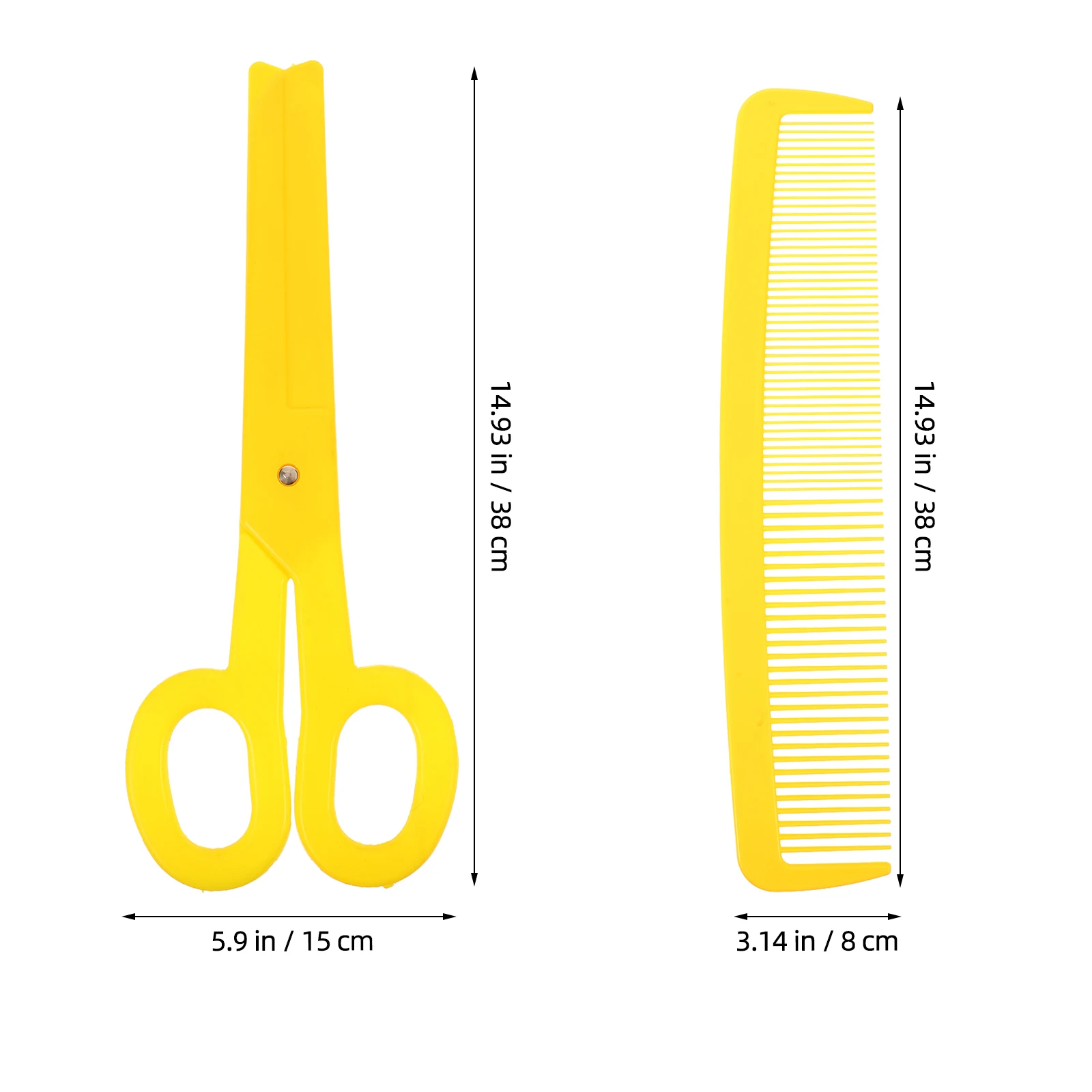2 قطعة مشط مهرج جامبو مقص الأصفر البلاستيك العملاق الدعائم لجميع القديسين السيرك زي حفلة كرنفال الأداء المرحلة المتضخم