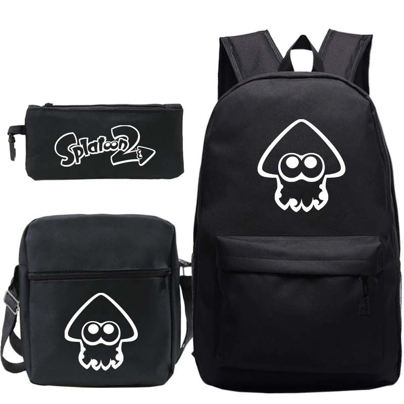 Child Cartoon Splatoon Backpack Teens School Bag Boys Girls Students Back to School Gift(3pcs Set/bookbag+shouder Bag+pen Bag)