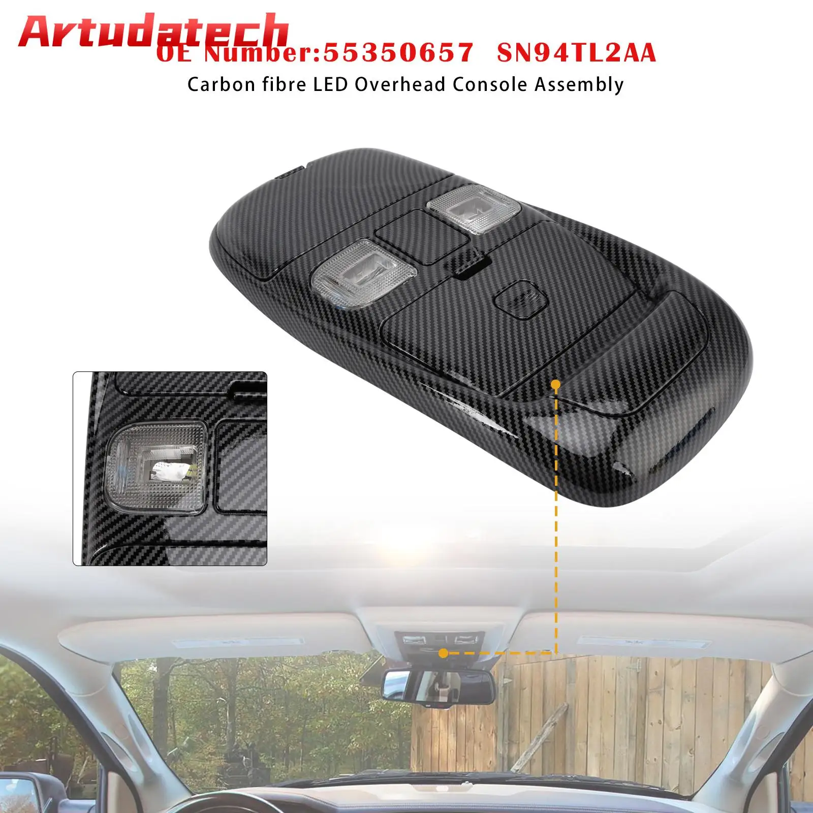 

Artudatech Front LED Overhead Console Carbon For Dodge Ram 1500 2500 3500 1998-2002