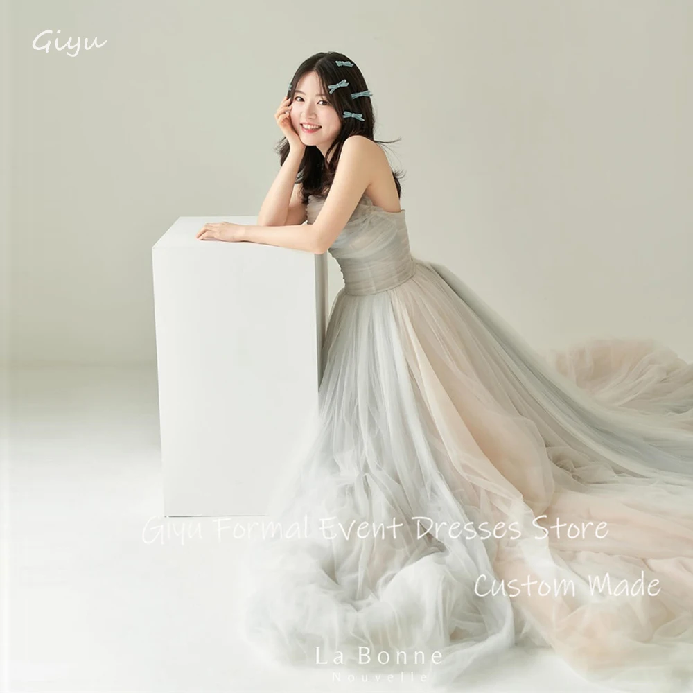 

Giyu Fairy A Line Evening Dresses Korea Photoshoot Wedding Soft Tulle Floor Length Formal Party Dress Corset Back 2024