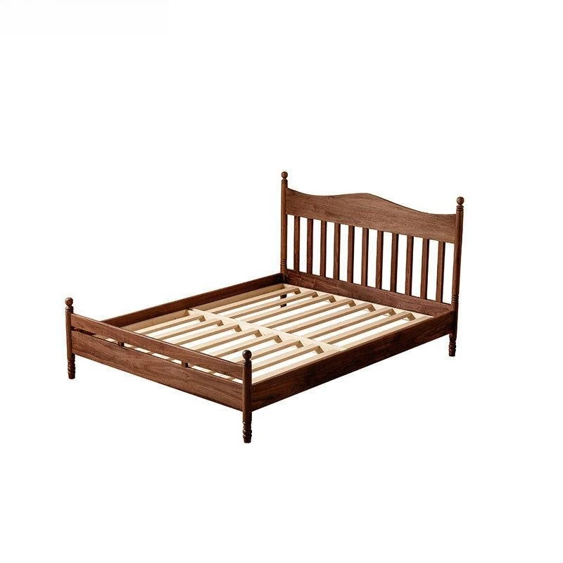 

Винтажная кровать Windsor, кровать из массива черного ореха, простая японская кровать в скандинавском стиле, 1,5 односпальная главная спальня 1,8 двуспальная кровать