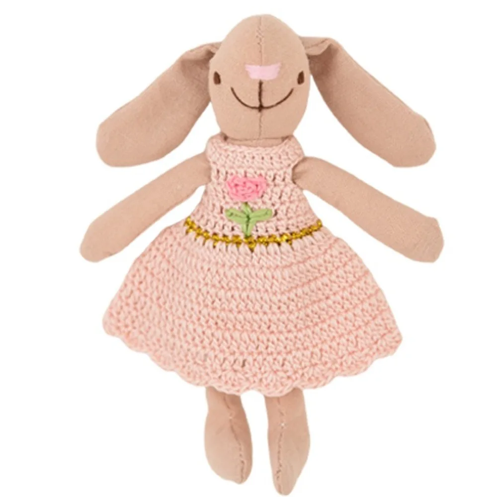 Robe en tricot lapin Waldorf apaisant, dessin animé natif, peluche douce, Kawaii, cadeau pour enfants fait à la main
