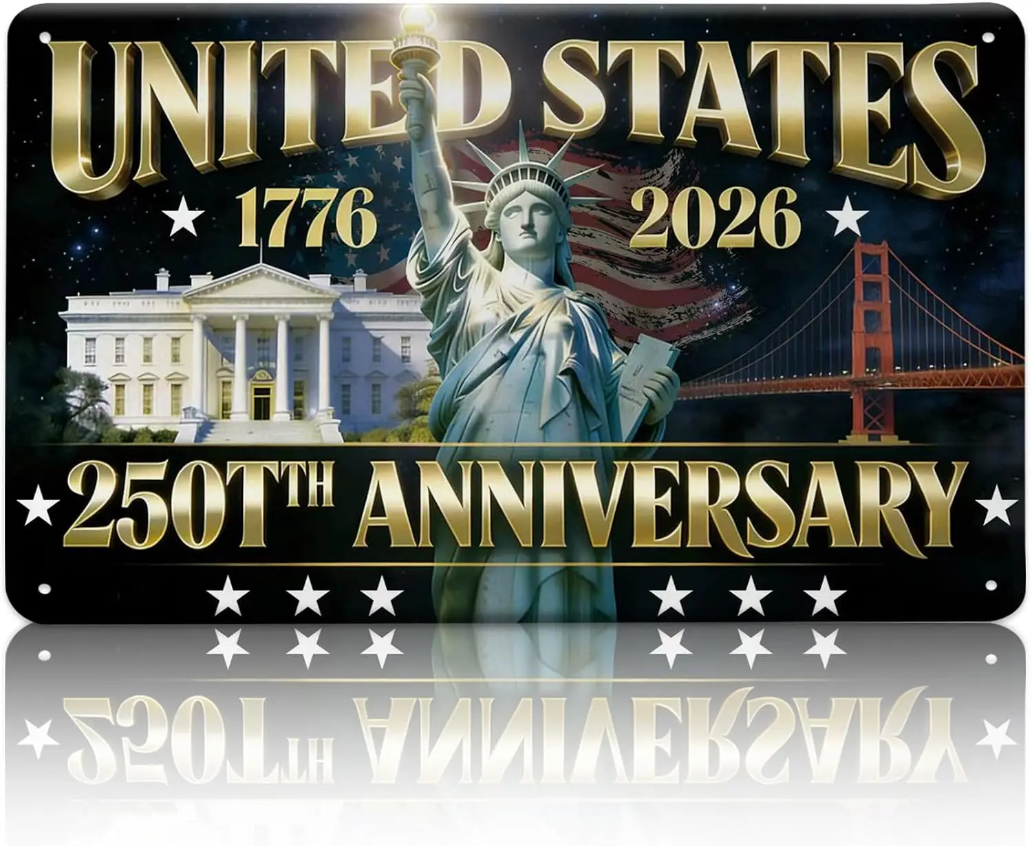 250th Anniversary Tin Signs 250th USA Metal Sign United States 1776-2026 American Birthday Metal Signs for Outdoor Indoor Man Ca