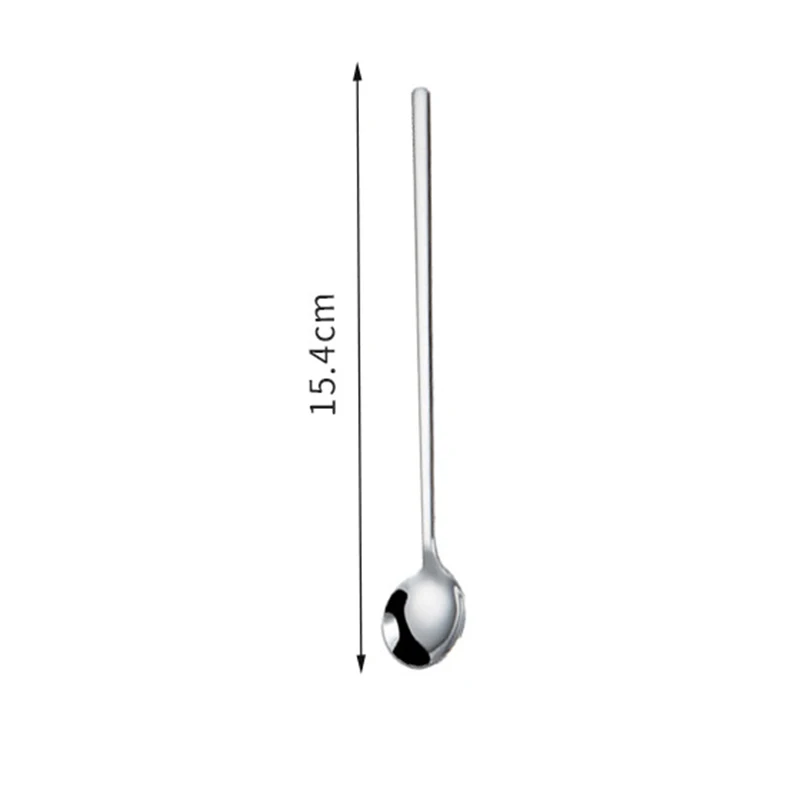 15 cm Silver Stainless Steel Round Spoon Western Spoon Stirring Spoon Mirror Multifunctional Round Spoon E2