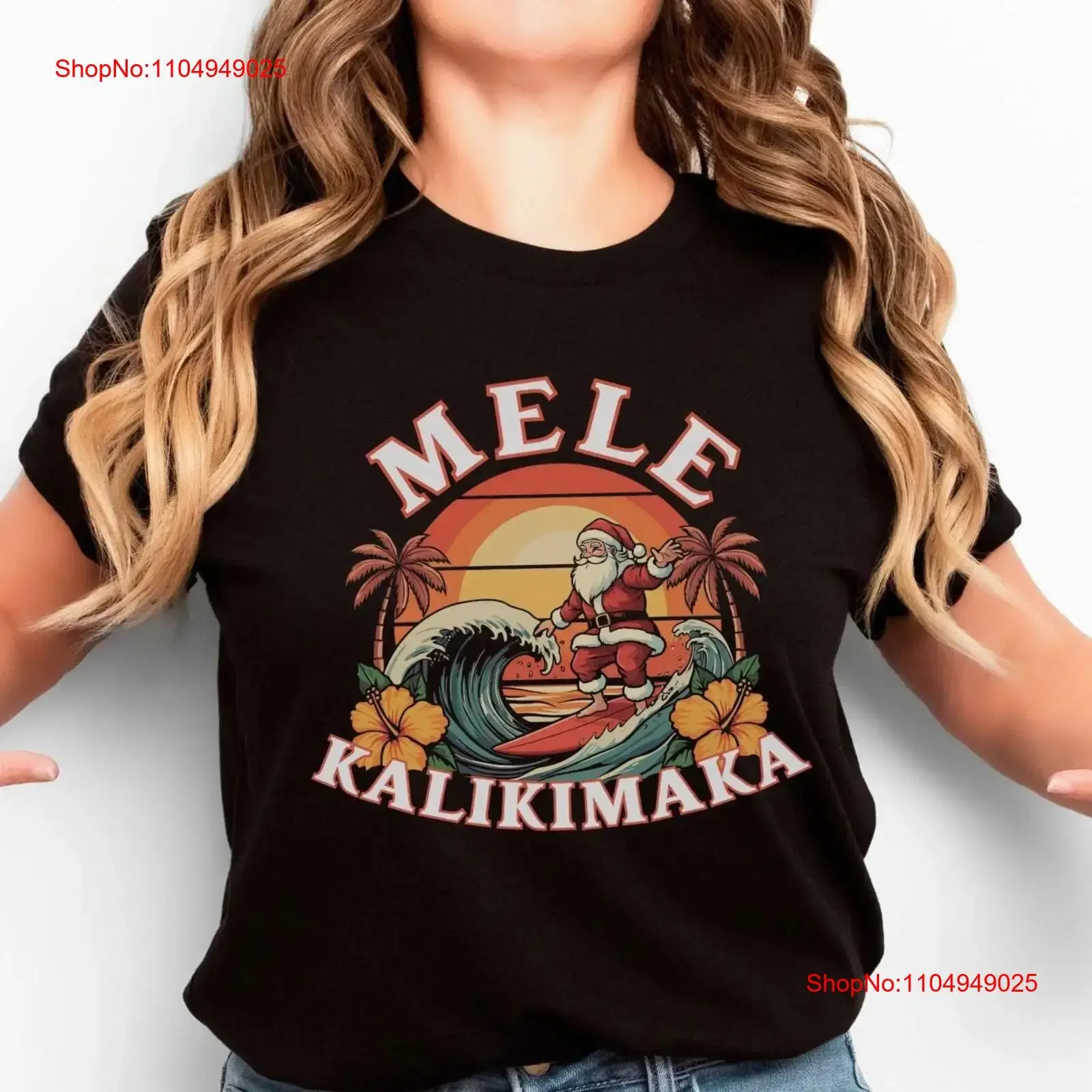 

Mele Kalikimaka T Shirt tropical christmas surfing santa beach family vacation vintage Washed Breathable designer clothes