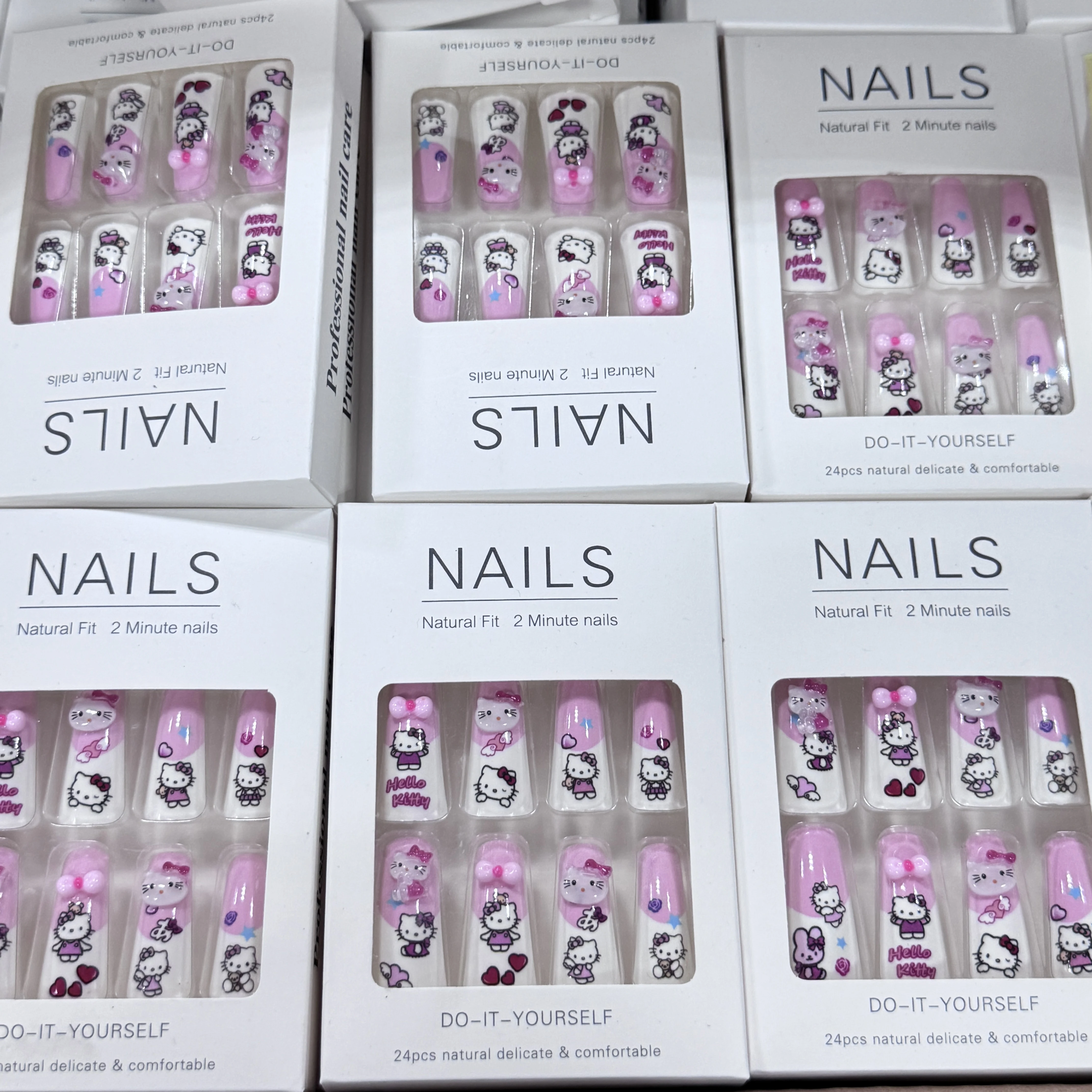 12 teile/schachtel Y2K Hallo Kitty Entenschnabel Falsche Nägel Volle Abdeckung Hallo Kitty Drücken Auf Nägel Für Gal Candy Farbe Gefälschte nägel Mit Werkzeuge T
