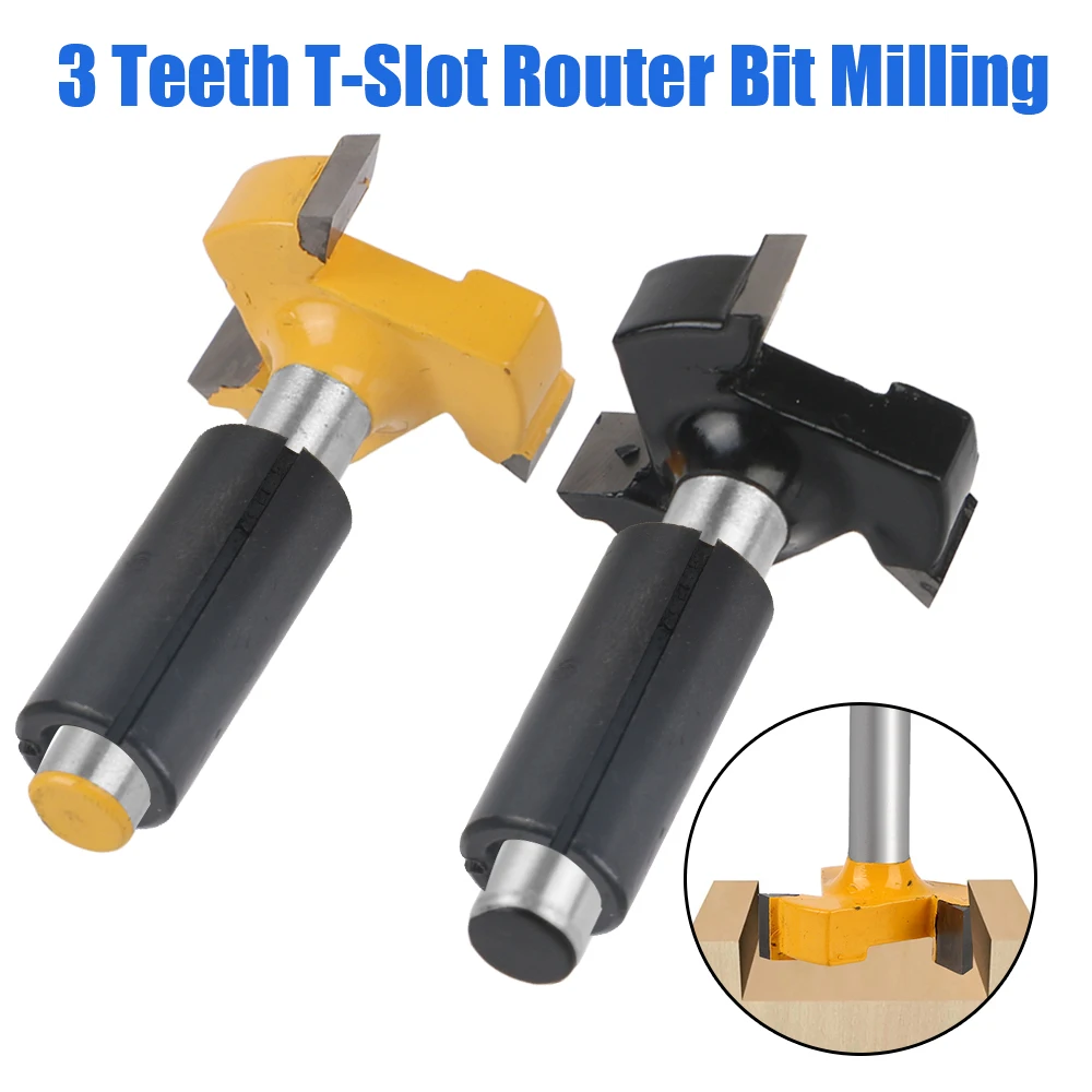 

3 Teeth T-Slot Router Bit Milling Cutting Handle For Wood Woodwork Straight Edge Slotting Milling Cutter 6mm shank