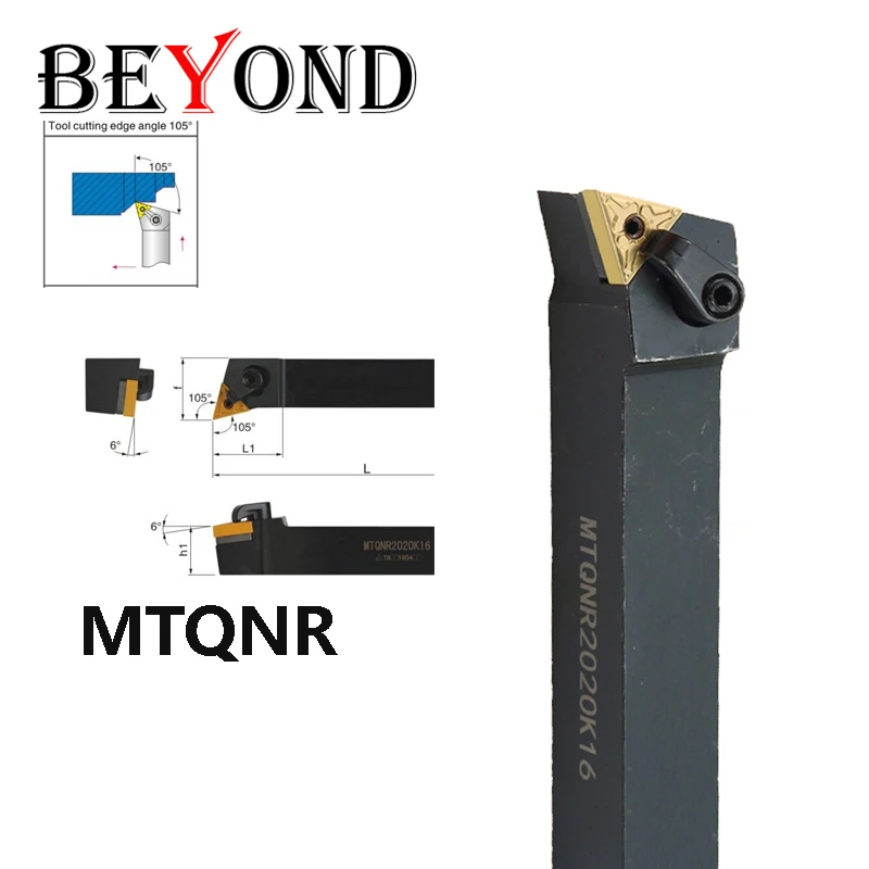 

BEYOND 105 Degree MTQNR MTQNL MTQNR1616H16 MTQNR2020K16 MTQNR2525M16 Carbide Inserts Shank Turning Tools Holder Lathe Cutter CNC