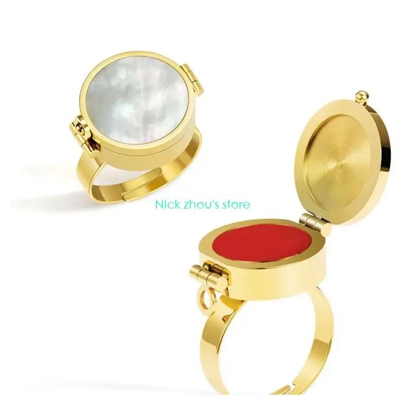 E15E Multipurpose Adjustable Finger Ring Lip Balm And Item Storage Ring Portable Small Items Storage Solution for Daily