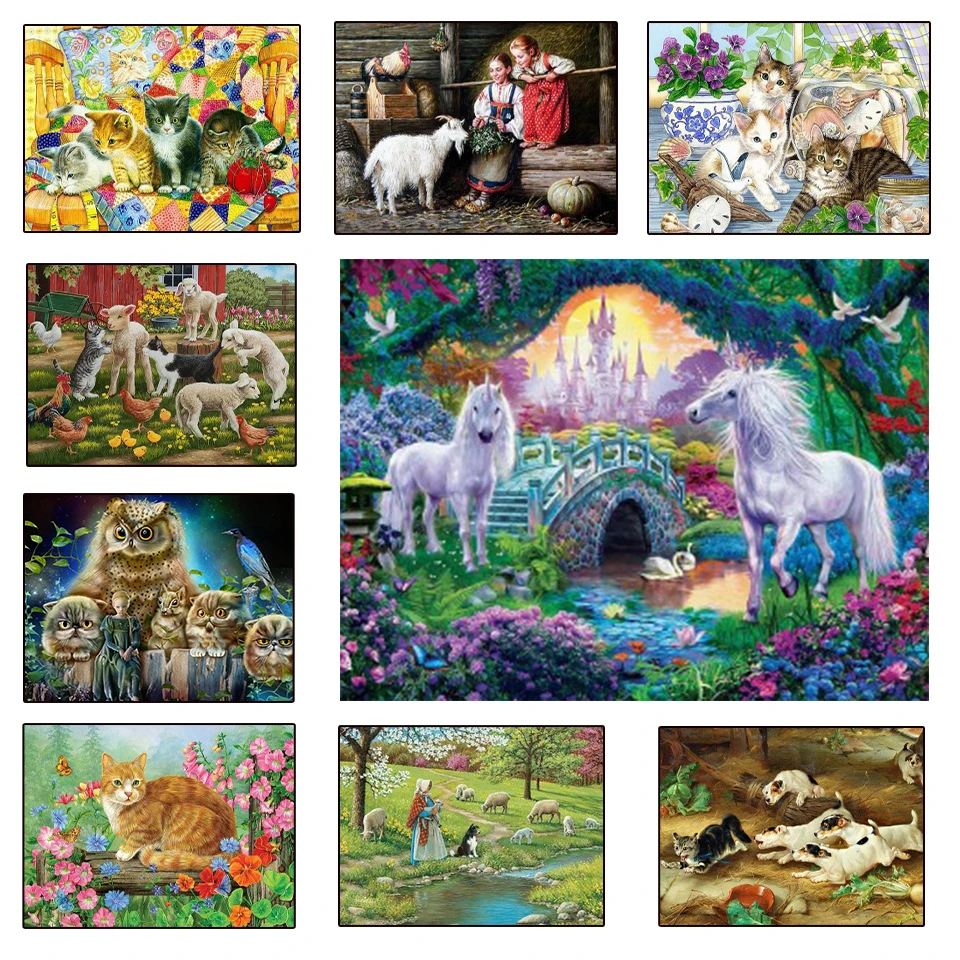 5D Diamond Painting Cat Dog Sheep Horse Diamond Mosaic Animal Full Square/Round Diamond Embroidery Picture DIY Wall Decoration