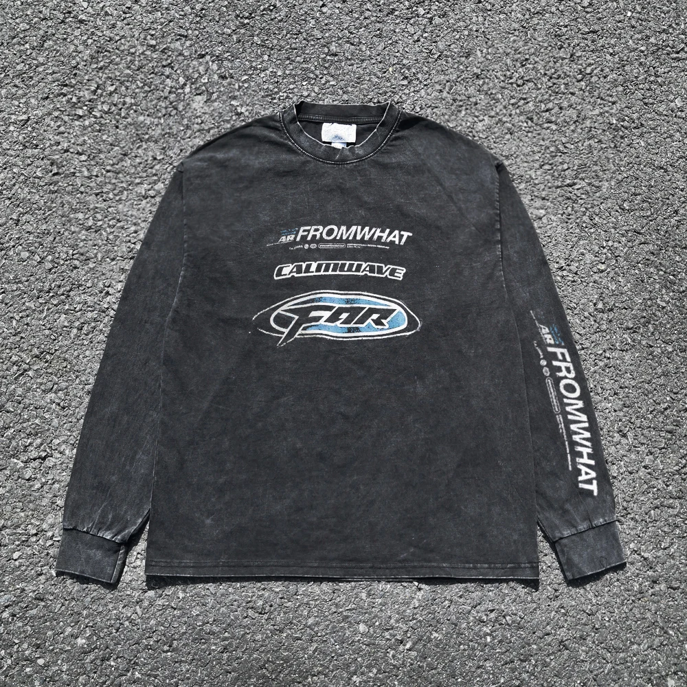Heavyweight 260G Racing Oldschool Style Long Sleeve Tshirt Student Sporty Versatile Youthful Loose Fit Summer Trendy round Neck