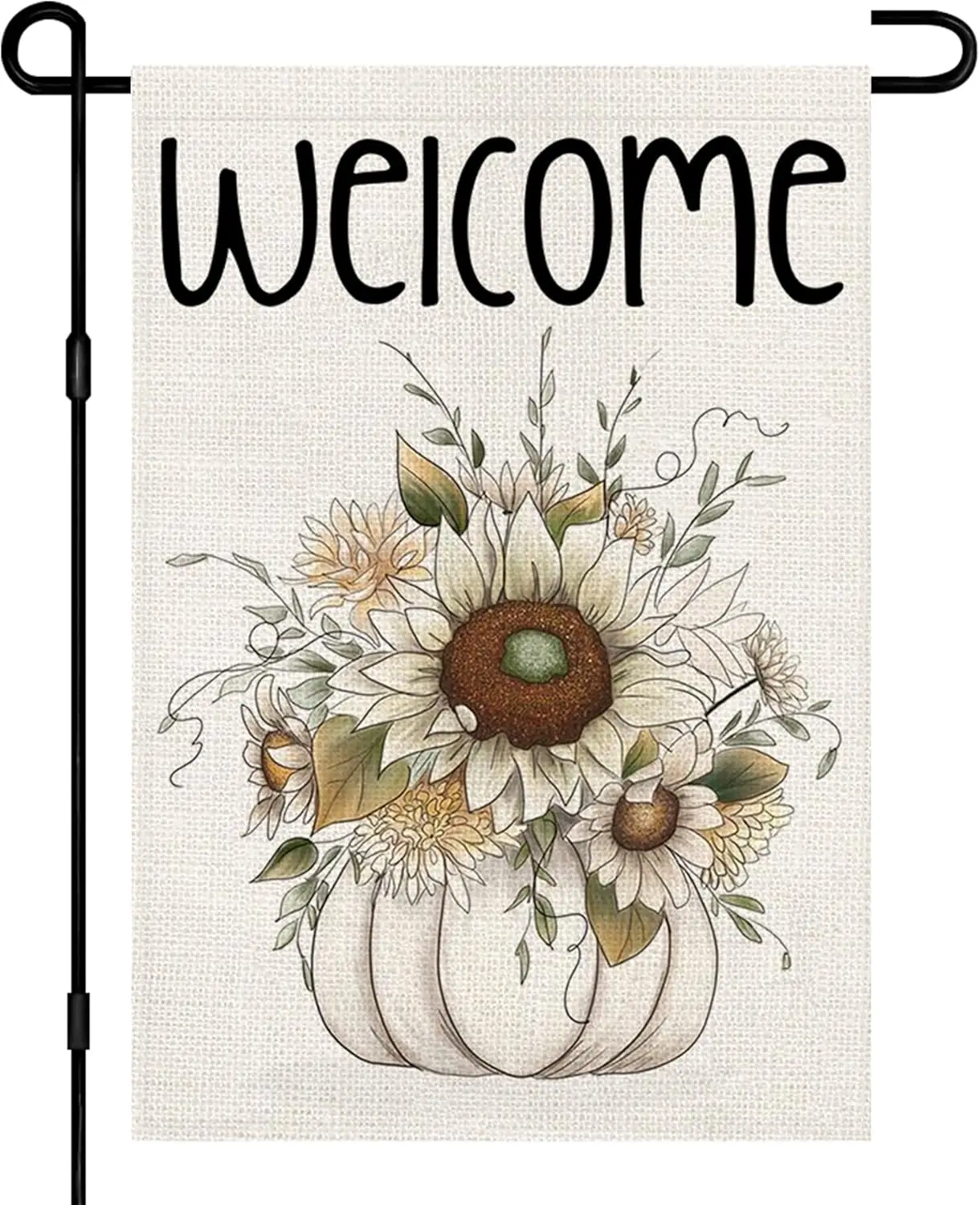 Fall Sunflower Pumpkin Garden Flags for Outside 12x18 Inch Double Sided Burlap, Seasonal Autumn Farmhouse Style Sign Lawn Sm EEZ
