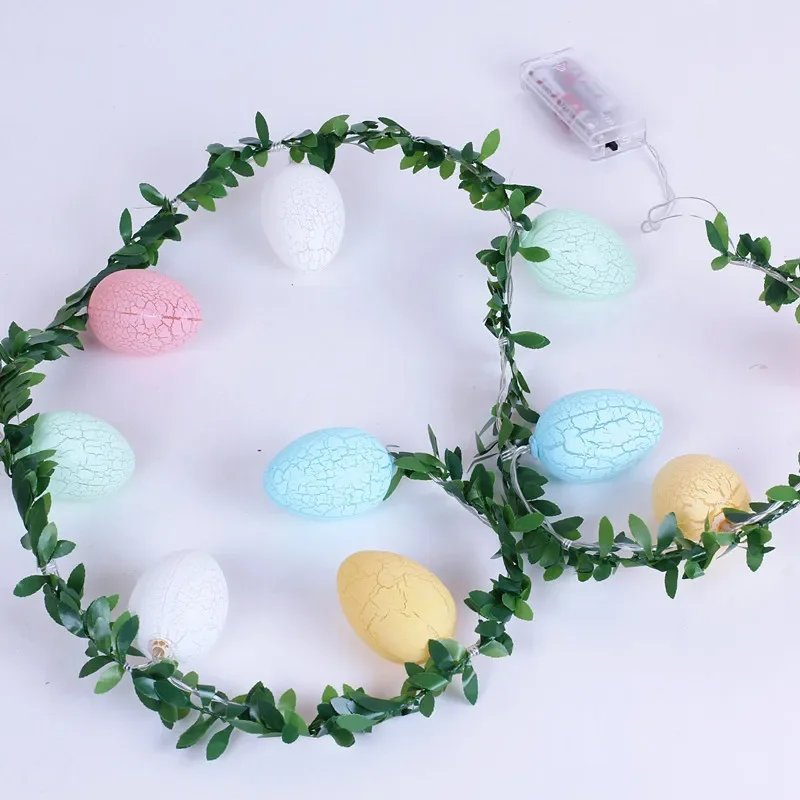 

Easter Green Leaf Egg Lamp String New LED Crack Color Flash Lamp String Green Vine Festival Decorative