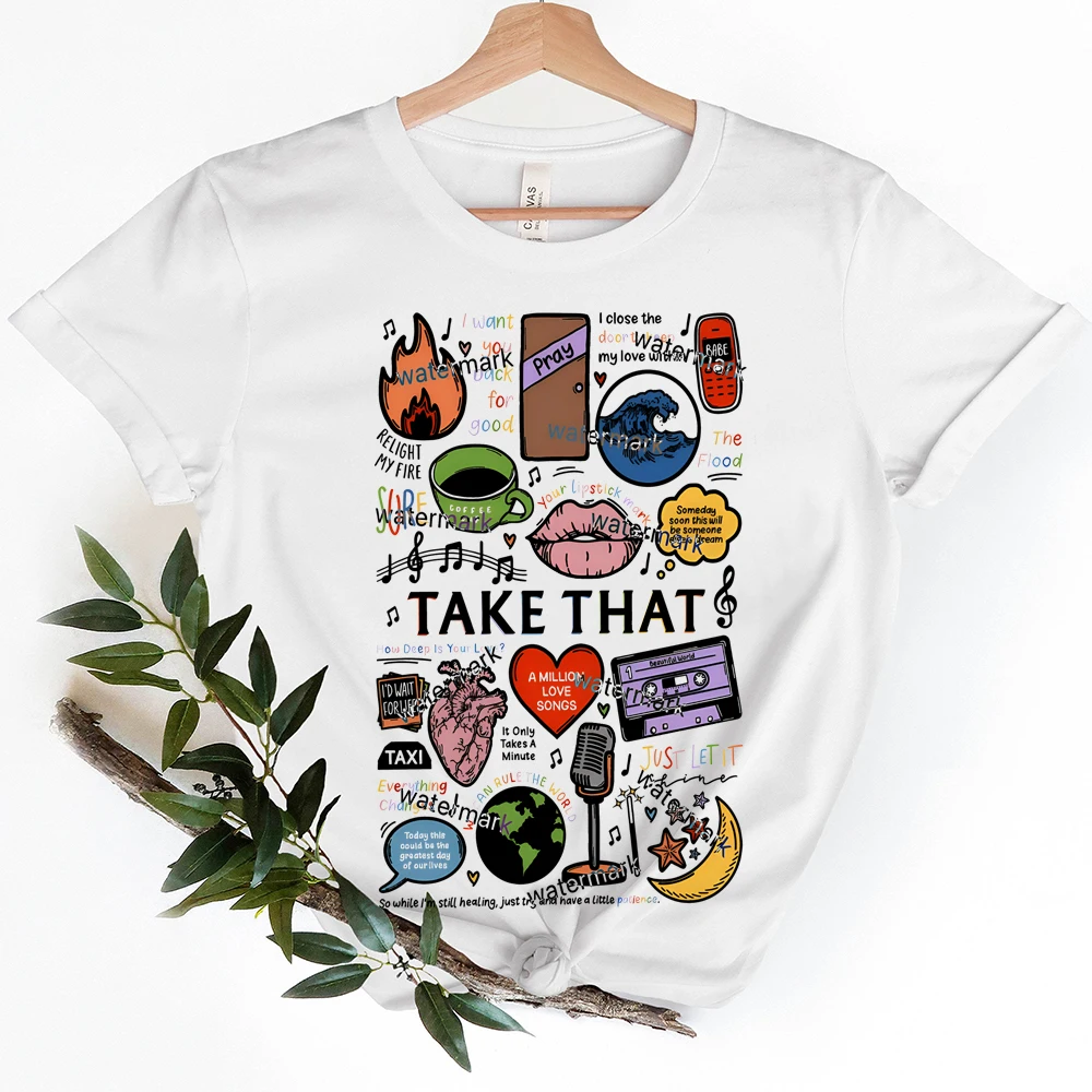 Take That This Life on Tour 2024 T-shirts Vintage Music Tour Women\'s Tees Take That Band Fan Gift Women Clothes Top Short Sleeve