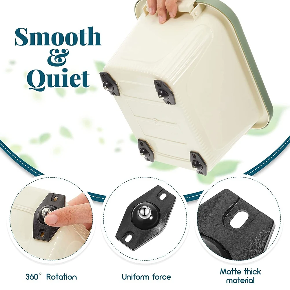 SLQZT Ruote girevoli autoadesive da 8 pezzi Mini ruote girevoli Puleggia adesiva con rotazione di 360 gradi con cuscinetti a sfera (Nero)