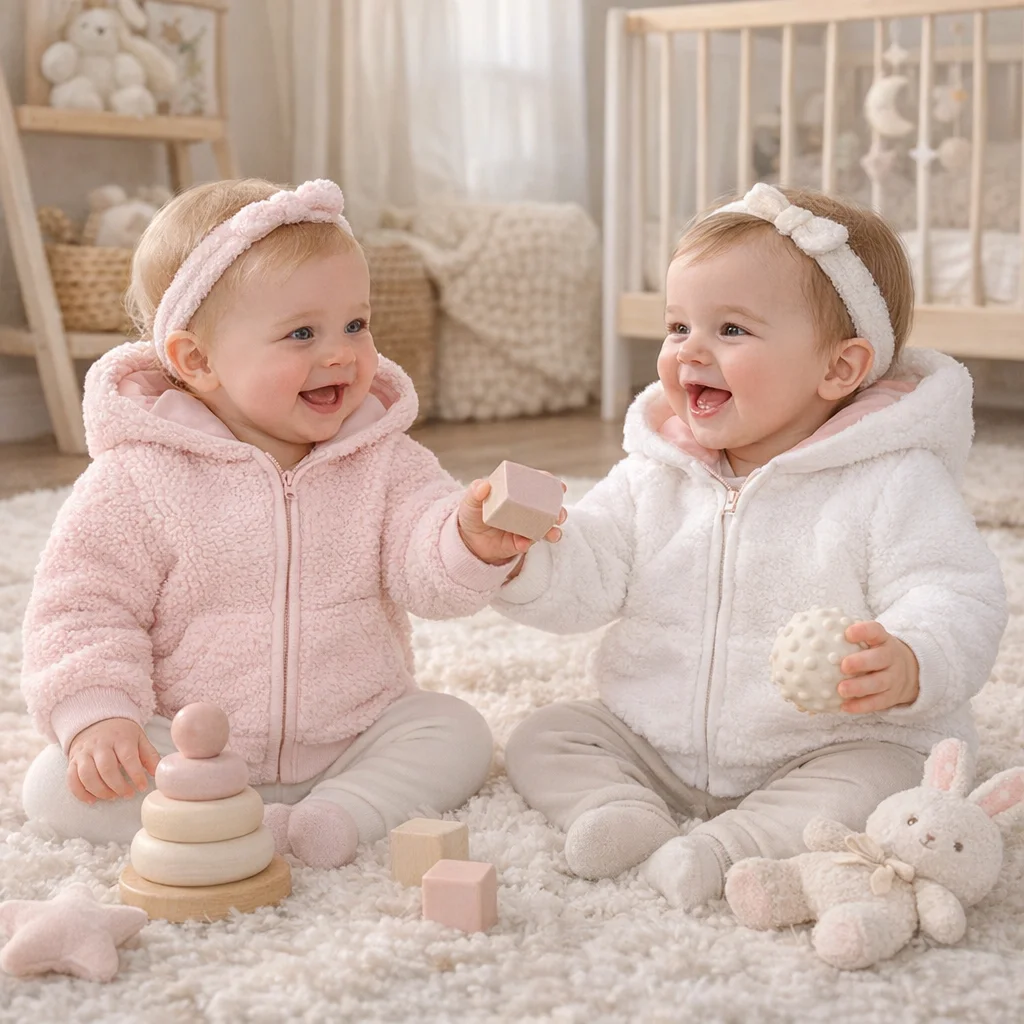 Cute Unisex Baby Boys Girls Clothing Breathable New Born Baby Outfits Hoodies Zip-Up Tops Warm Fleece Thick Newborn Winter Coat