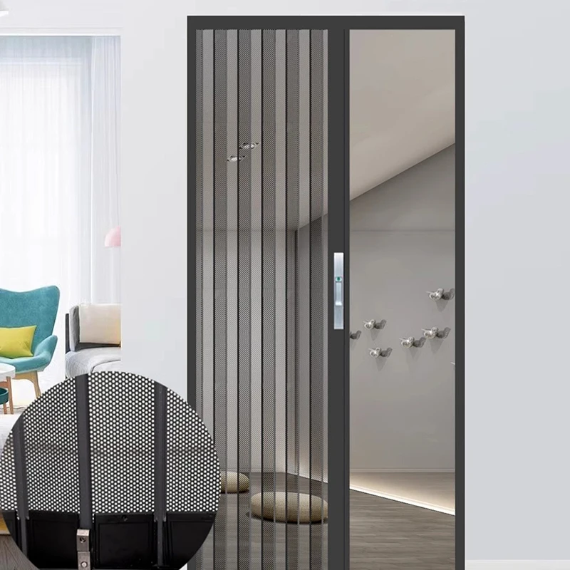 

Diamond Mesh Anti-theft Anti-mosquito Sliding Telescopic Screen Door Stainless Steel Lock Invisible Folding Aluminum Alloy