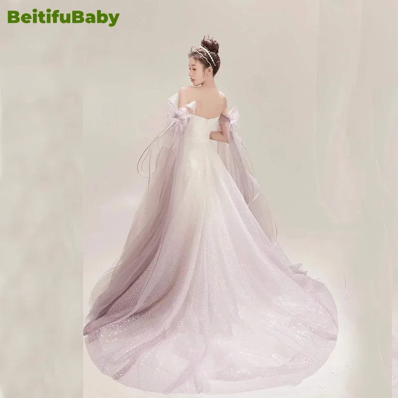 BeitifuBaby Princess Style Women\'s Evening Party Dresses Strapless Off The Shoulder Banquet Gown Bra Dress for Women Vestidos