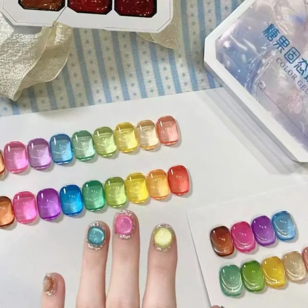 Summer Candy Jelly Color Solid Nail Polish Gel 9 Colors Nail Gel - Strong Setting Gel, Transparent Jelly Color, Can Be Overlaid