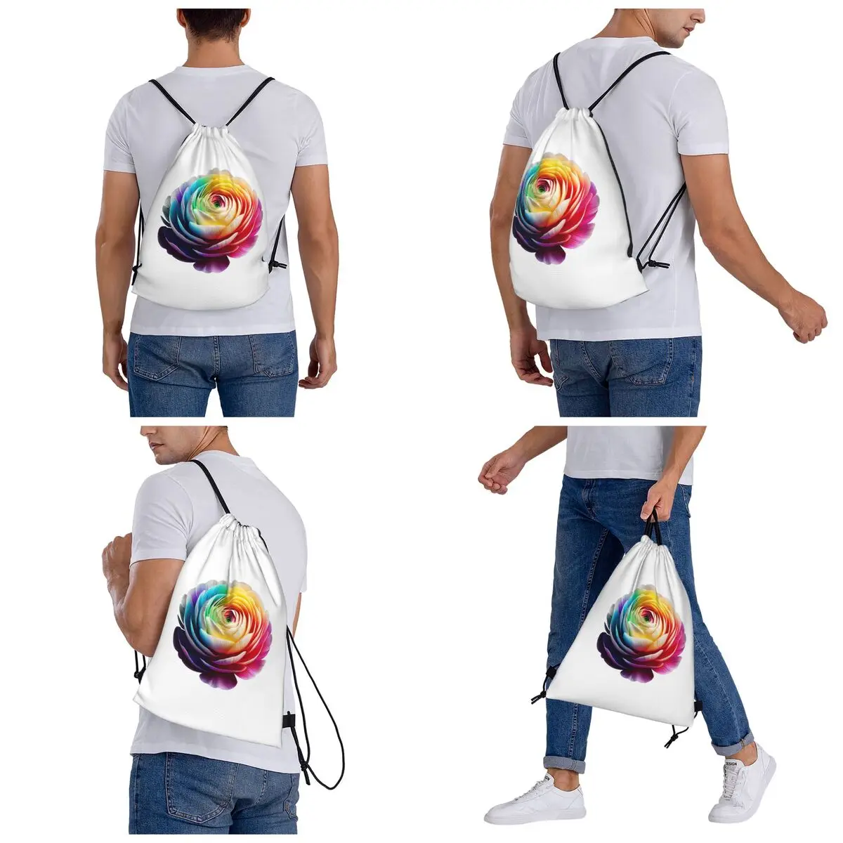 Ranunculus - Flower Power Backpacks Multi-function Drawstring Bundle Pocket Sports Bag Book Bags for Man Woman School