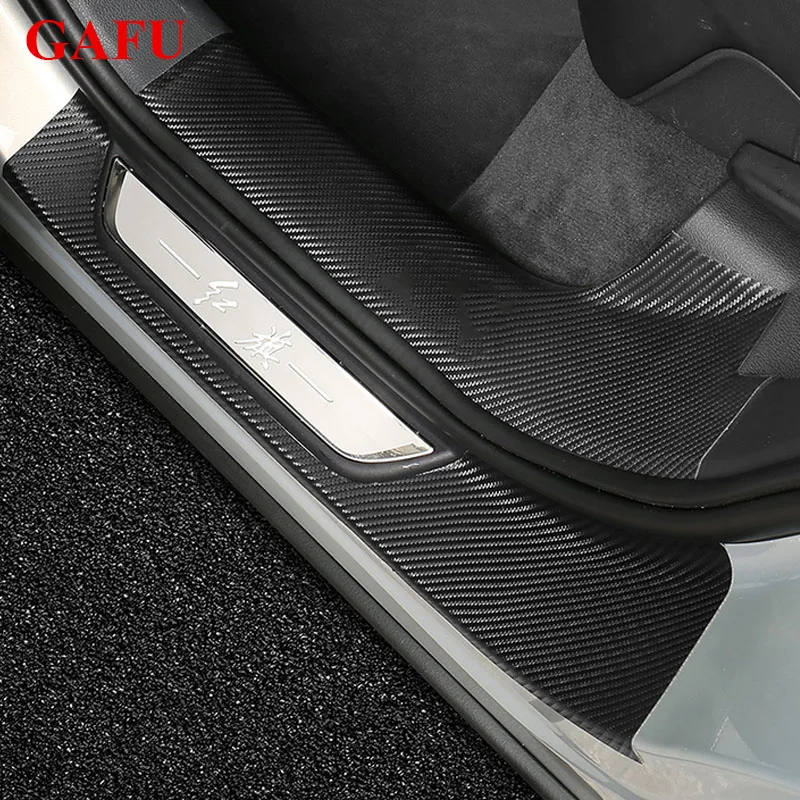 for Hongqi HS5 2022 2021 2020 PU Leather Door Sill Scuff Plate Cover Guards Threshold Protector Stickers