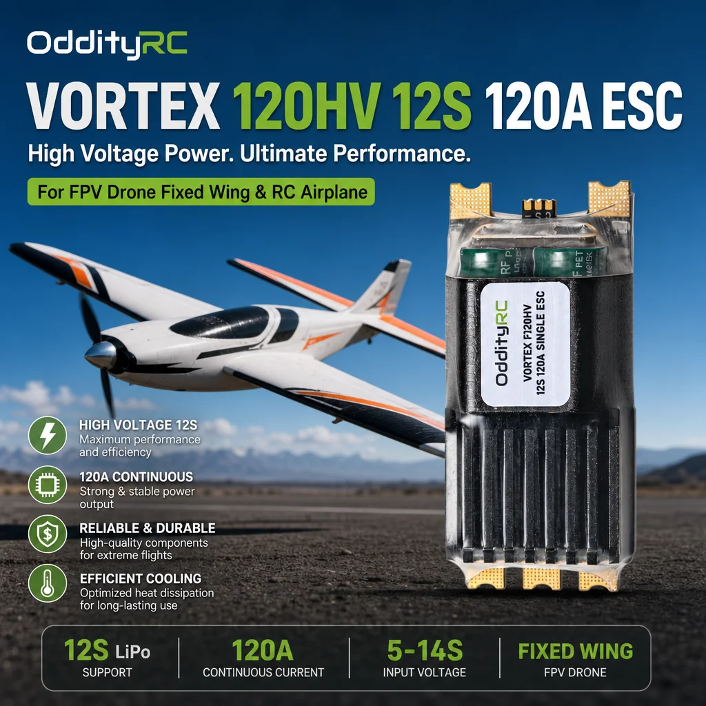 OddityRC VORTEX 120HV 12S 120A ESC for FPV Drone Fixed Wing High Voltage RC Airplane
