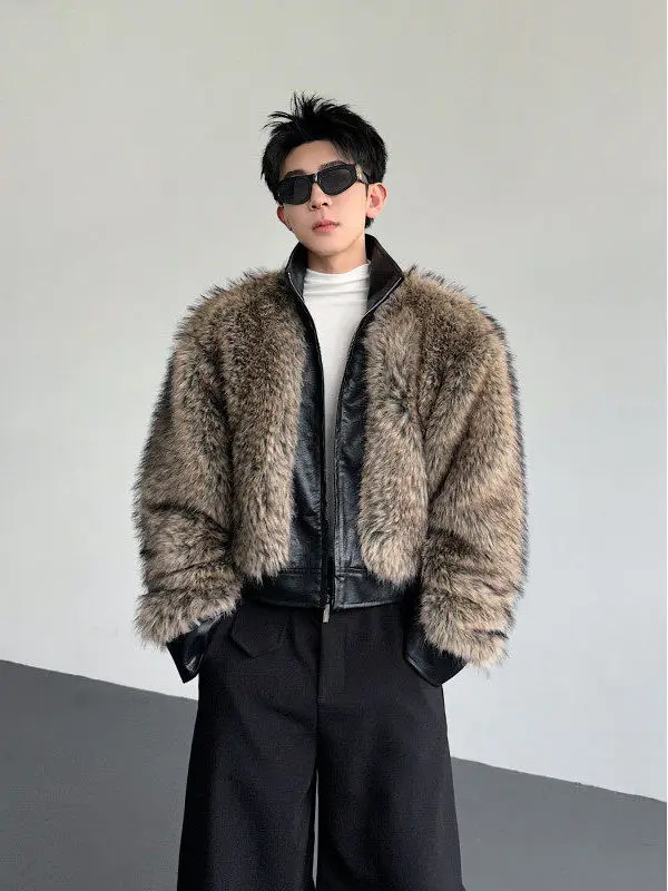 

Мужская утепленная куртка из синтетического меха и хлопка, осенне-зимняя, новая модная городская молодежная теплая куртка на молнии