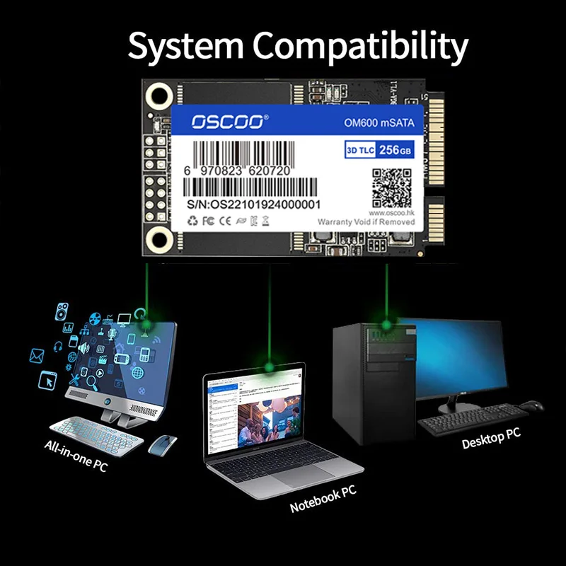 Oscoo-msata SSDハードドライブ,128GB,256GB,512GB,sataiii,ソリッドステートドライブ,ラップトップ,デスクトップ,コンピューターアクセサリー用