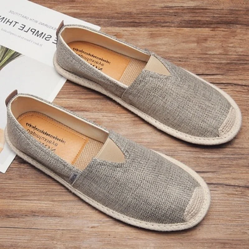 Men Casual Shoes Breathable Walking Flats Slip-on Loafers 2022 Chinese Style Handmade Linen Fisherman Shoes Zapatos De Hombre