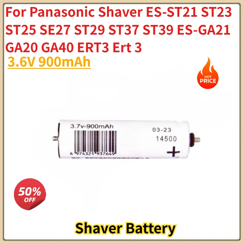 

New High Quality Battery 3.6V 900mAh for Panasonic Shaver ES-ST21 ST23 ST25 SE27 ST29 ST37 ST39 ES-GA21 GA20 GA40 ERT3 Ert 3