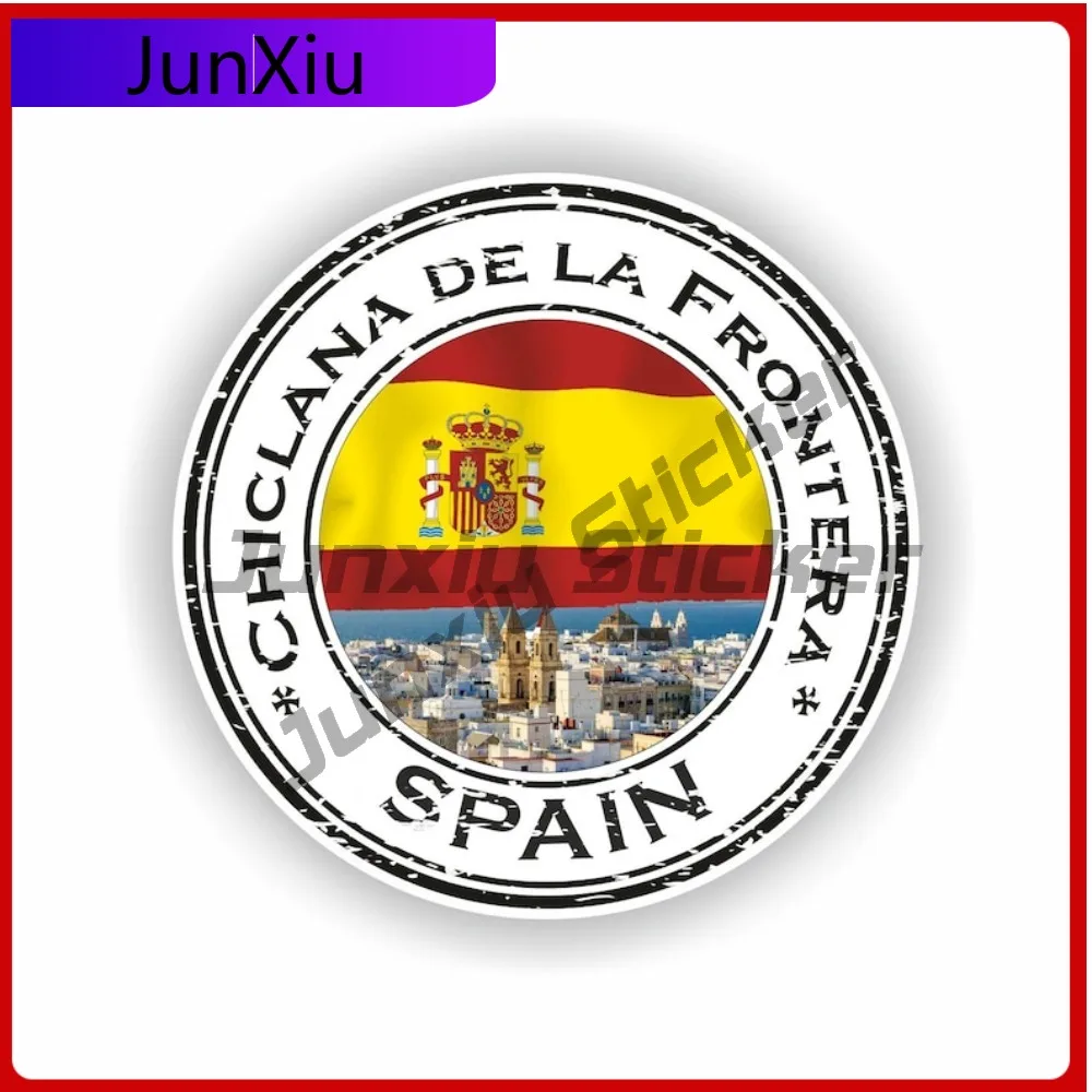 

Chiclana de la Funny Wall UV Resistant Decoration Round Seal Symbol Spain Frontera Sticker Funny Unique Truck Waterproof