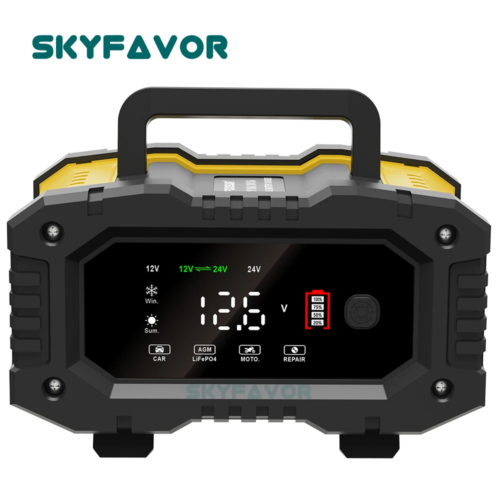 トレンド製品車のバッテリー充電器 12V 24V 10A 自動ユニバーサル Lifepo4 鉛酸バッテリー充電器パルス修理