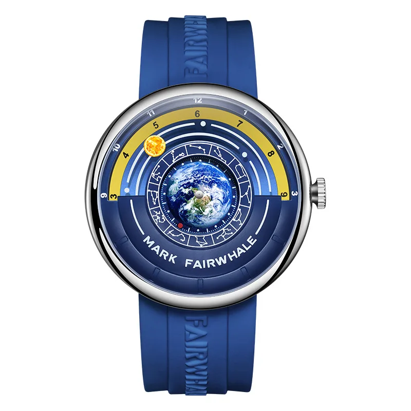 Mark Fairwhale 5700 New Fashion Silicone Men's Sports Watch Earth Moon Pointer Waterproof Quartz Men's Watch Relógios Masculino