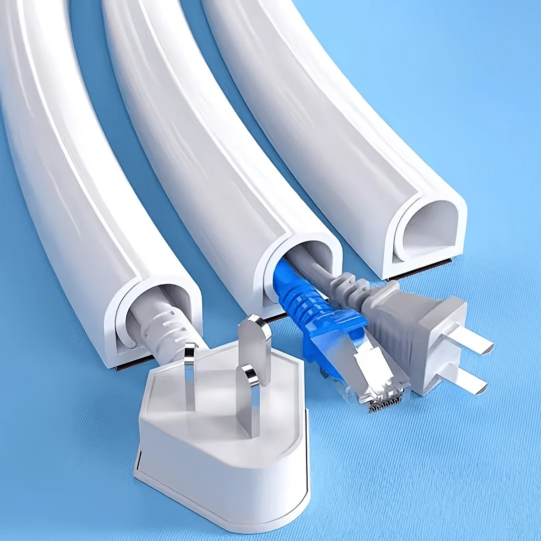 1PC 1/2/3/5/10M PVC Self Adhesive Cable Raceway, Invisible Cord Cover Wire Hider for Wall TV HDMI Cable Management