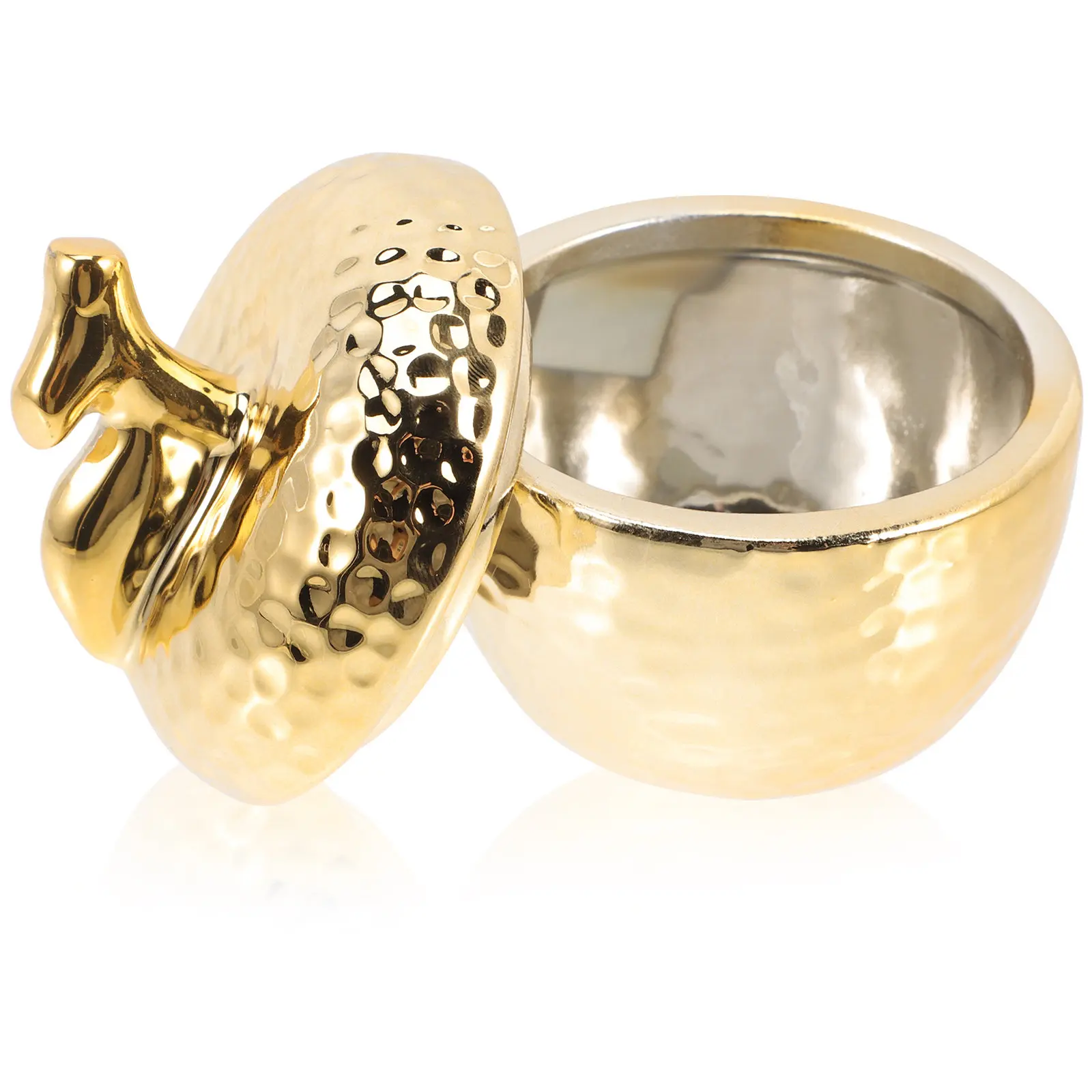 Electroplated Storage Box Apple-Shaped Candy Jar Mini Ceramic Organizer Sealed Container for Tea Jewelry Dried Fruit Household