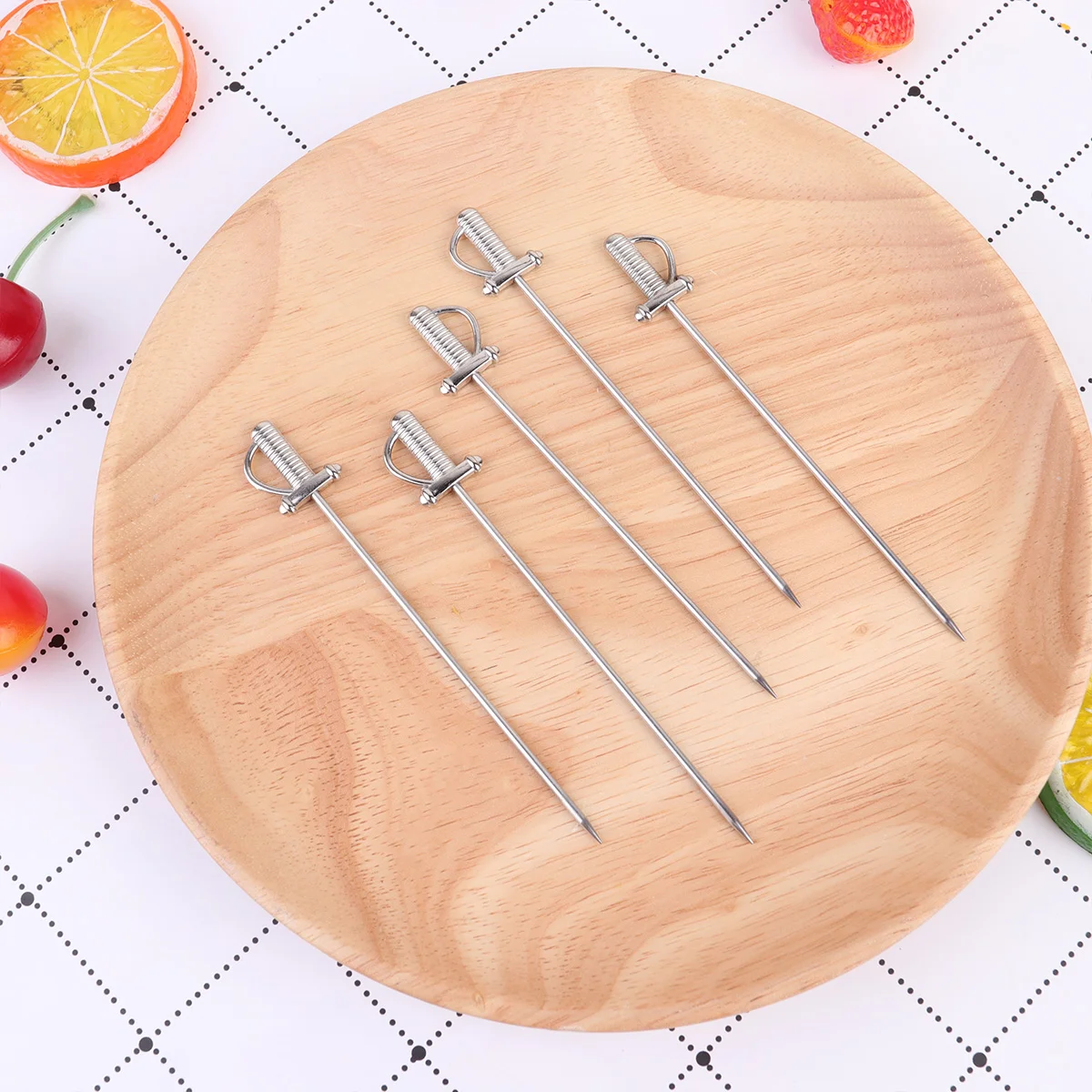 

5 Pcs Metal Toothpick Decorative Drink Picks Fruit Fork Appetizer Reusable Party