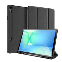For Samsung Galaxy Tab S10 FE+ Case DUX DUCIS Domo Series Tri-fold Stand PU Leather Tablet Cover - Black