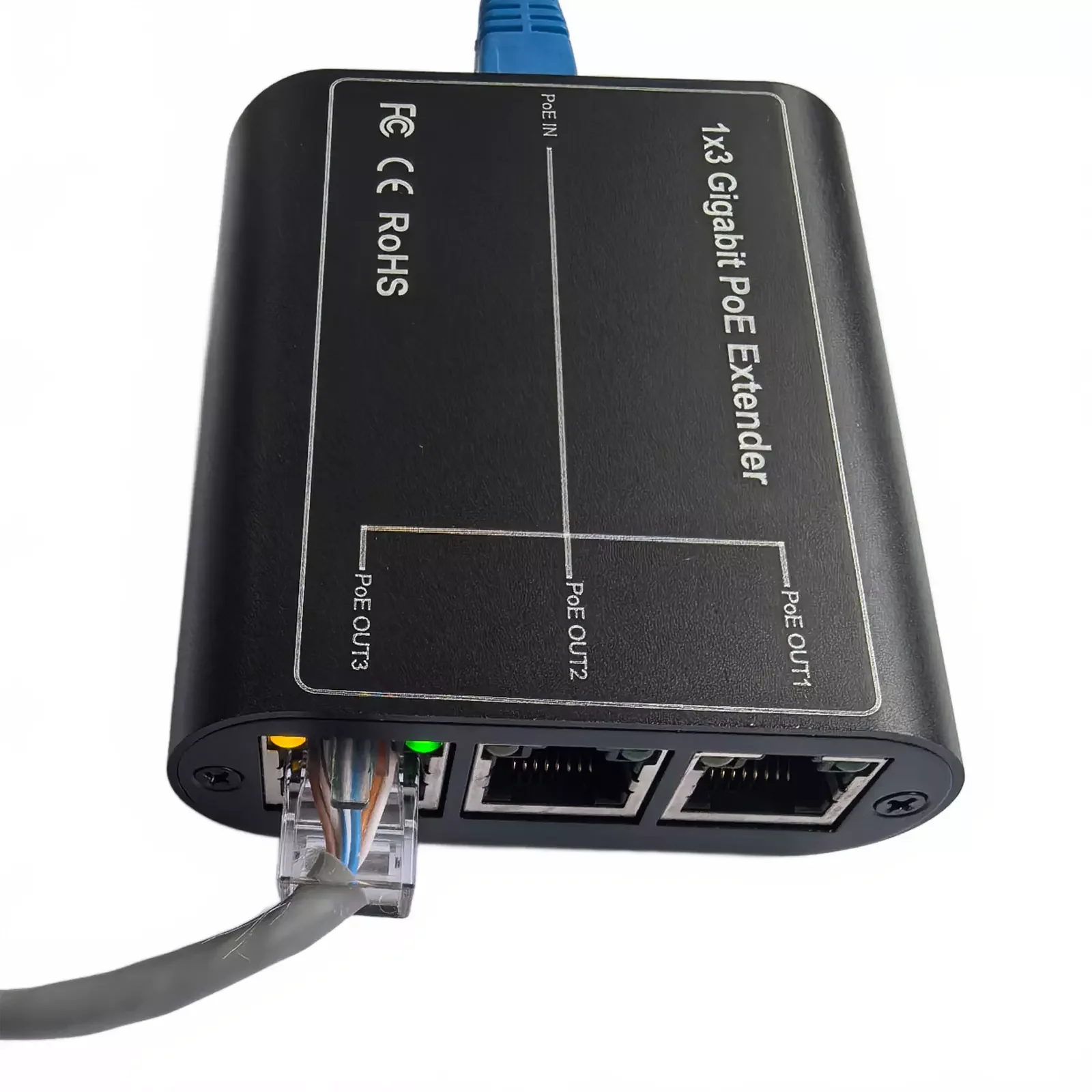 DSLRKIT 1 PoE in 3 PoE Out Gigabit Passthrough Switch Extender Cascade Repeater