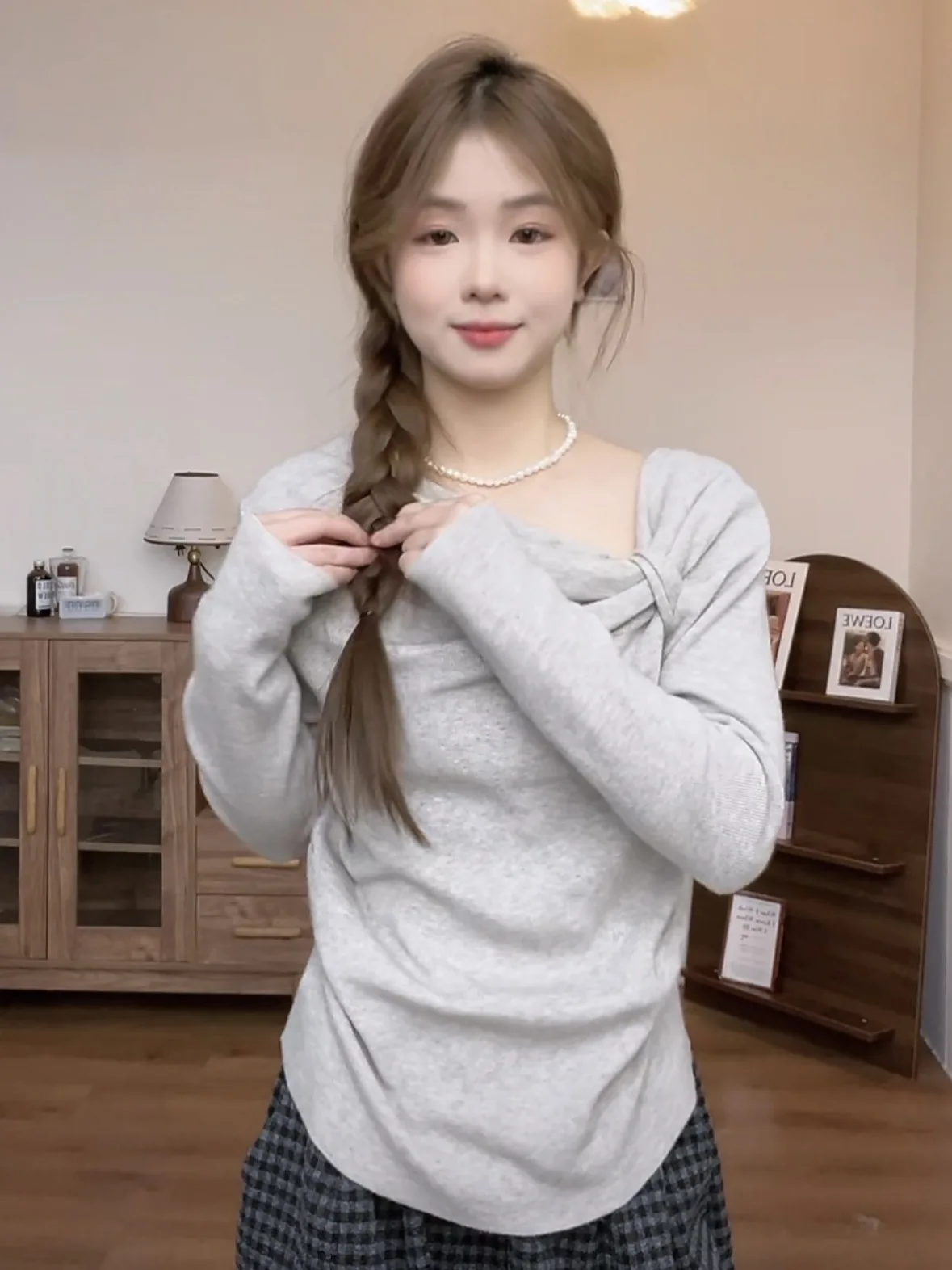 Sweet Sle Loose Fit T-shirt lunga Sve da donna Autunno Inverno Pigro Semplice partita Bellissimo top Versione coreana Comodo Sw...