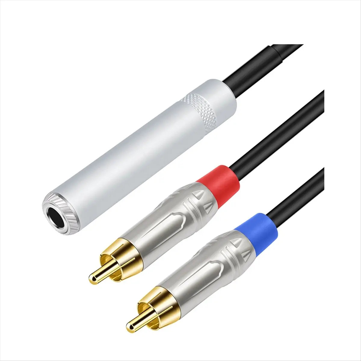 【Cable】 6.35Mm Female to 2 Male Cable Stereo Audio Cable 1/4 Inch Jack to 2 Audio Y Splitter Cable