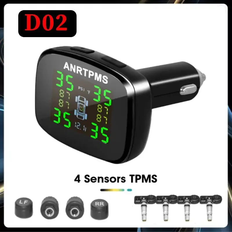 Tire Pressure Monitoring System Cigarette Lighter Tyre Temperature Monitor Universal for Car Sedan SUV