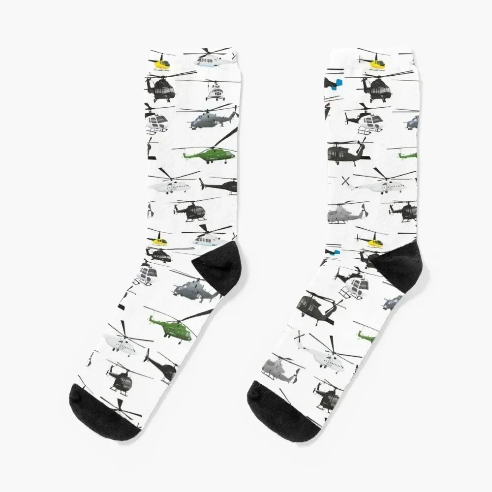 Multiple Helicopters Socks sheer floor golf Stockings Designer Man Socks Women's