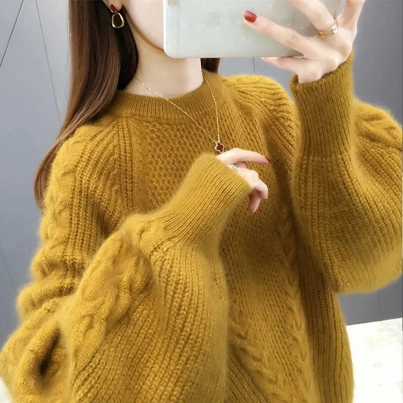 Fashion100% Merino Wolle Pullover Kaschmir Pullover Frauen Strickwaren Oansatz Langarm Herbst Winter Mode Grundlegende Kleidung Tops