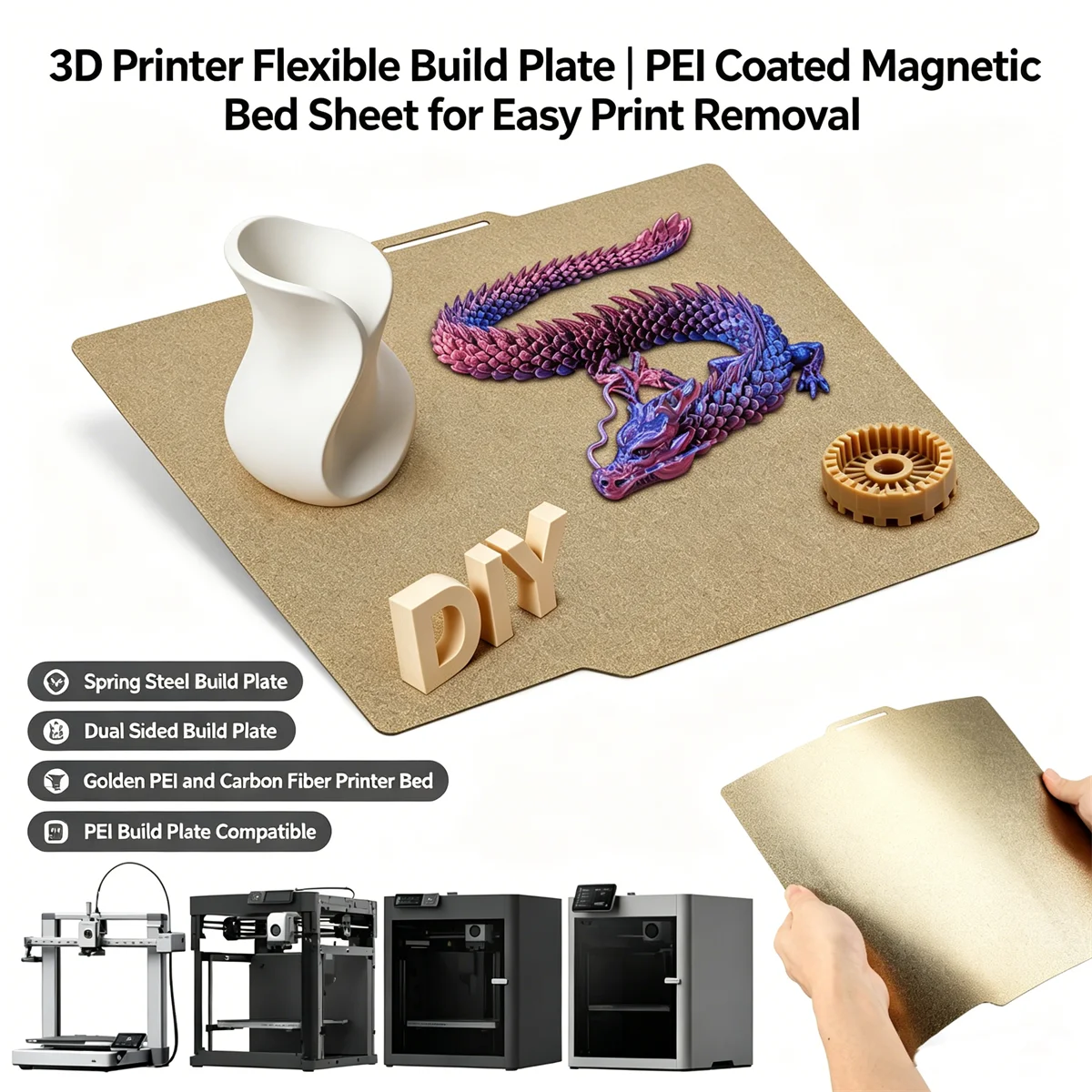 

Textured PEI Spring Steel Plate 257x275 for Bambu Lab X1E P2S A1 Printer Heatbed Frosted Matte Surface Base Sheet for PLA ABS