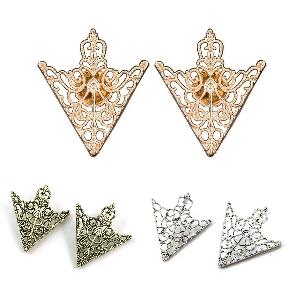 Vintage Triangle Shirt Collar Pin Tide Exquisite Decorated Clothes Decorative Pin Hollowed Out Collar Brooch