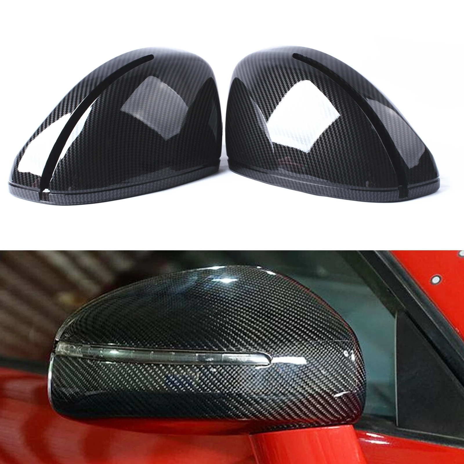 

Rear View Mirror Cover Cap For Audi TT TTS TTRS MK2 (8J) R8 (42) 2007-2014 Carbon Fiber Look/Gloss Black Exterior Replacement