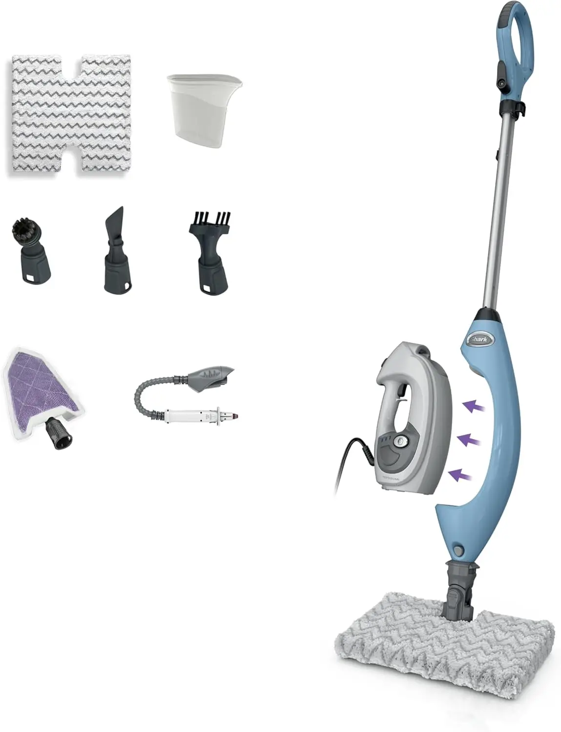 

5-in-1 Steam Mop with Detachable Handheld Cleaner for Whole Home, Floors, Kitchens, Bathrooms & Cars