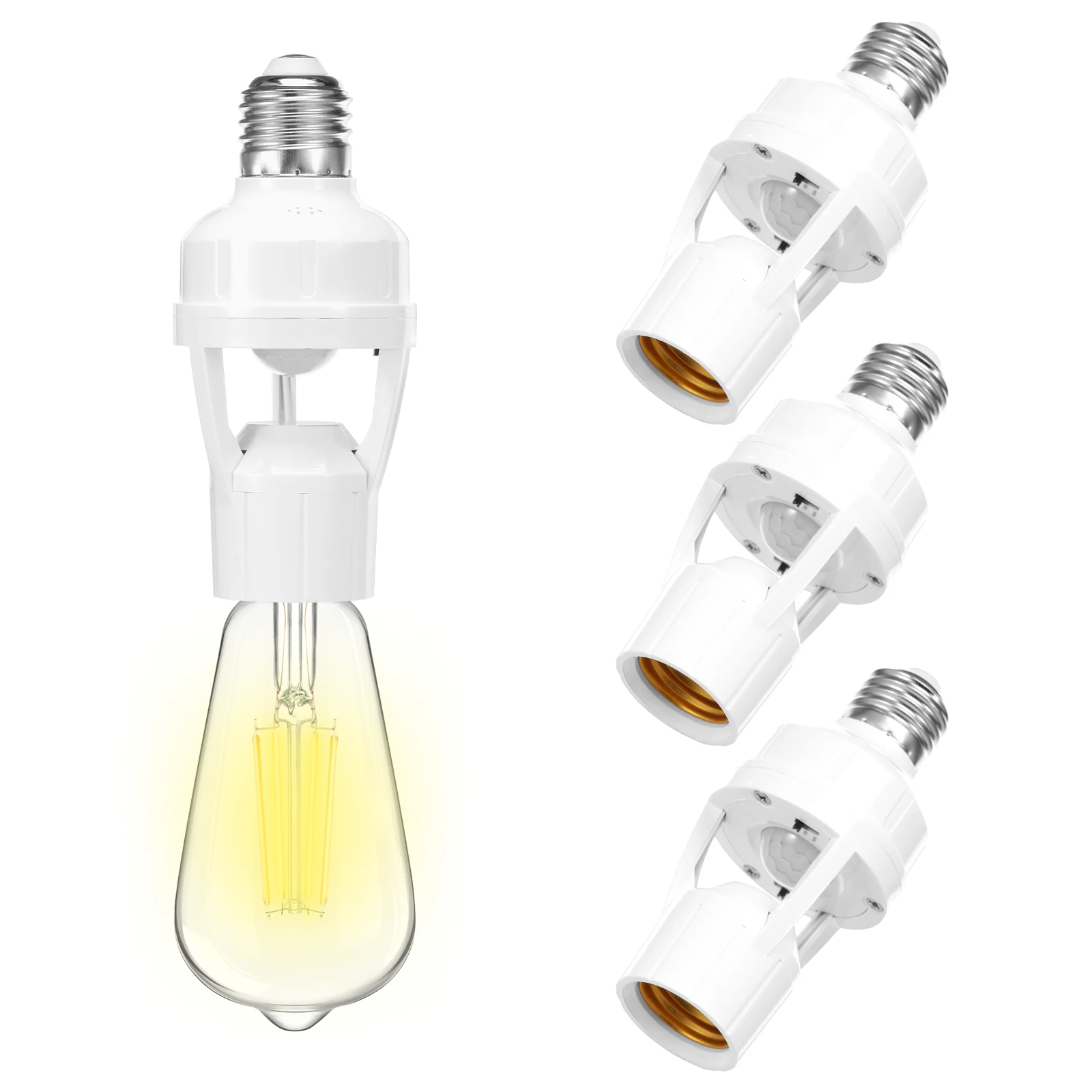 Motion Sensor Led Lamp Base E27/E26 Socket Converter AC85-265V Light Bulb Holder Adapter Switch Adjustable PIR Human Induction