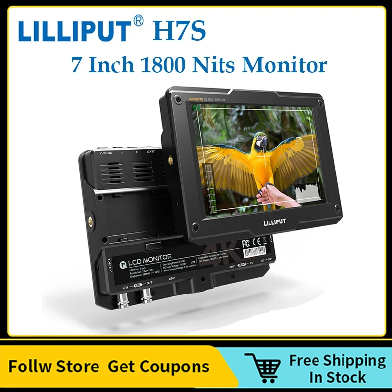 LILLIPUT H7S New 7 Inch 1800 Nits Ultra Brightness SDI 4K HDMI Field Monitor for DSLR On-Camera Video Monitor