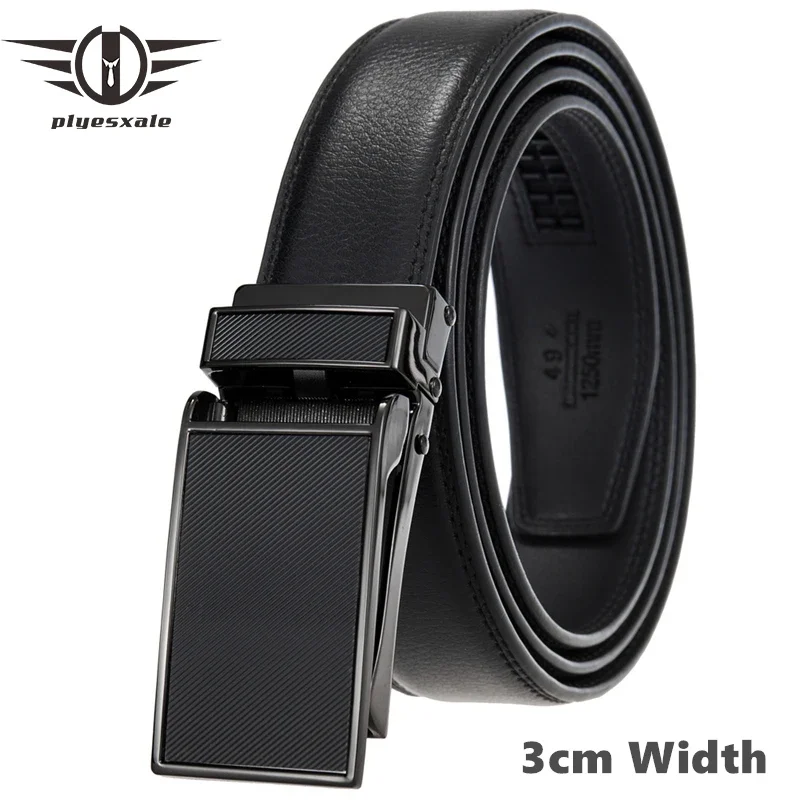 

Top Quality 3cm Width Men Belt Luxury Cowskin Leather Belts Formal Business Dress Belt Man Automatic Ratchet Strap Male B915